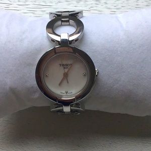 Swiss Pinky Diamond Accent Stainless Steel Bangle Bracelet Watch